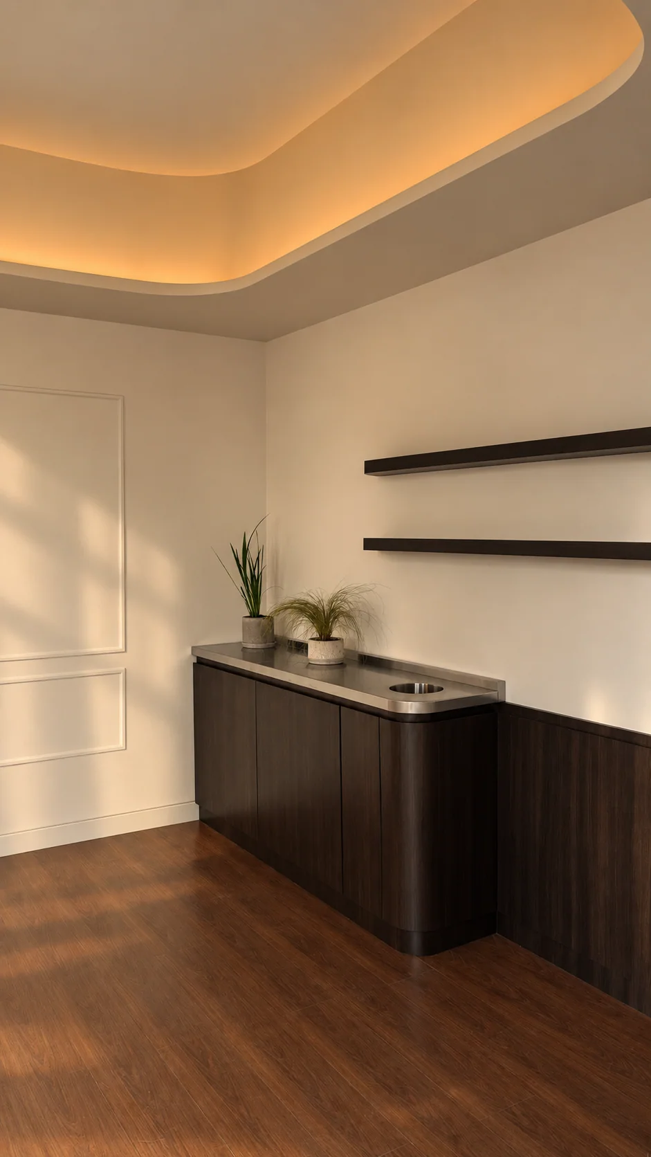 Coffee station and dark timber